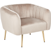 Beliani LACONIA - Fauteuil-Beige-Fluweel