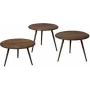 Tower living Turi table set (3) - 54x54/45/40/35 - recl. teak w-grey