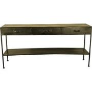 PTMD Simple Metal Gold Sidetable Open 3 Drawers