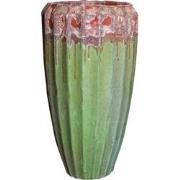 PTMD Olver Green Ceramic Pot Ribbed Structure Round S