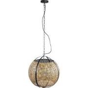 PTMD Bayu Black Iron Hanging Bamboo Lamp Ball Shape