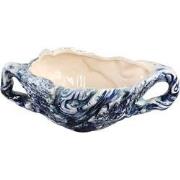 PTMD Danni Blue Glazed Ceramic Jar Low Two Ears