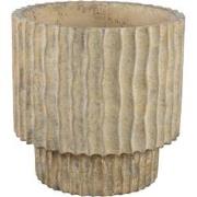 PTMD Mitty Brown Cement Pot Wavy Ribs Round Low XXL