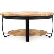 Benoa Doffing Iron Paras Coffee Table 90 cm Black Iron Stand, Wood Nat...