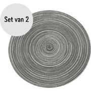 Krumble Placemat rond - Zilver/grijs - Set van 2