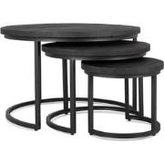 Benoa Newport Coffee Table 3cm Top Black (Set of 3) 75 cm