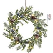 House of Seasons Kerstkrans met LED Verlichting - Ø42 cm - Groen