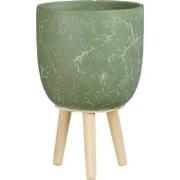 Mica Decorations Bloempot Jimmy - 21x21x33.5 cm - cement - Licht Groen