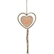 Decoratieve rotan hart kerst hanglamp in bruin hout L60