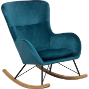 Beliani ELLAN - Schommelfauteuil-Blauw-Fluweel