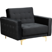 Beliani ABERDEEN - Fauteuil-Zwart-Fluweel