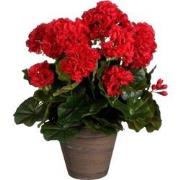 Mica Decorations Geranium Kunstplant - 27x27x41 cm - Polyester - Rood