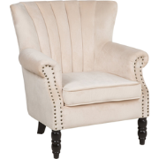 Beliani SVEDALA - Fauteuil-Beige-Fluweel