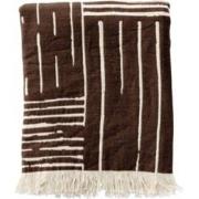 Dutch Decor STEFANO - Plaid 140x180 cm - met strepen en franjes - Choc...