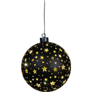 Kersthanger bal glas gouden binnenkant met sterren 12led warm wit op b...