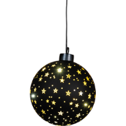 Kersthanger bal glas gouden binnenkant met sterren 10led warm wit op b...