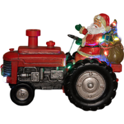 Tractor met kerstman, rook, geluid en licht op batterij 23x17 cm