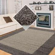 Tapijtenloods Basic Shaggy Kader vloerkleed Taupe Hoogpolig- 80x150 CM