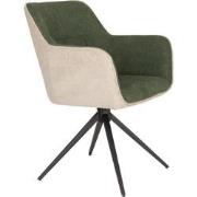 Housecraft Living Daley Eetkamerstoelen Beige/Groen - Set van 2