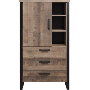 Hoog dressoir met 1 deur, 3 lades en 3 open vakken L87 cm - EMILE