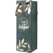 Giftbag papier l10b12h36 cm groen/goud