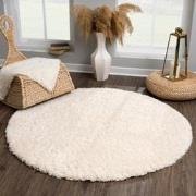 Tapijtenloods Porto Rond Soft Fluffy Vloerkleed Hoogpolig Effen Creme-...