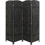 LW Collection LW Collection Kamerscherm 4 panelen rotan zwart 170x160c...