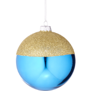 Decoratieve tweekleurige kerstbal in blauw en goud glas D10