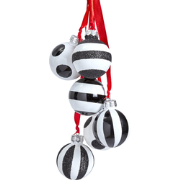 Set van 6 decoratieve kerstballen van wit en zwart glas D4