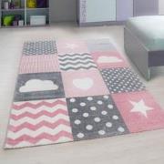 Tapijtenloods Kids Love Vloerkleed Kinderkamer Roze / Grijs Laagpolig-...