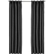 Larson - Luxe geweven blackout gordijn - met haken - 1.5m x 2.5m - Zwa...