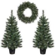 Black Box Trees Glendon Set van 2 Kerstbomen en 1 Krans met LED Verlic...