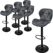 ML-Design barkruk set van 6, bekleding van kunstleer, antraciet, gesto...