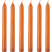 Set van 6 metallic oranje kaarsen H25