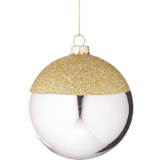 Decoratieve tweekleurige kerstbal in zilver en goud glas D10