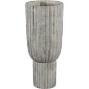 PTMD Cinne Grey Cement Ribbed Pot On Base Round M