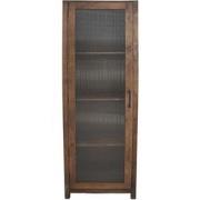 HSM Collection-Vitrinekast 1 Deur Links-60x40x180-Naturel-Mango/Glas