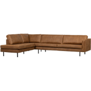 WOOOD Indy Hoekbank Links - Recycle Leer - Cognac - 80x338x202