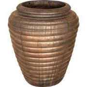 PTMD Jerzy Bronze Ceramic Pot Ribbed Round Shaped Small