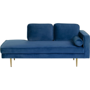 Beliani MIRAMAS - Chaise longue-Blauw-Fluweel