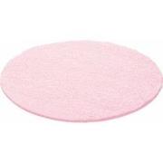 Tapijtenloods Basic Rond Shaggy vloerkleed Roze Hoogpolig- 80 CM ROND