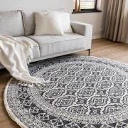 Rond vintage vloerkleed Marad Grijs/Antraciet Interieur05 Grijs,Wit,Gr...