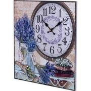 Decopatent® Canvas Schilderij Klok - Wandklok - LAVENDEL BLOEMEN & BOE...