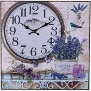 Decopatent® Canvas Schilderij Klok - Wandklok - LAVENDEL BLOEMEN & TUI...