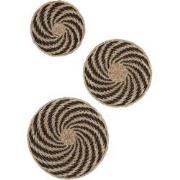 MUST Living Wall panel Whirl BLACK, set of 3,Ø41x11 cm / Ø51x13 cm / Ø...