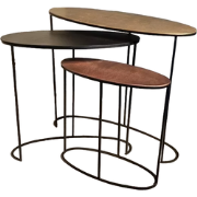 Benoa Moines Antique Tricolore Oval Sidetable 90 cm Set of 3