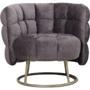 PTMD Fluffy Grey Fauteuil Vogue 16 Graphite Gold Base