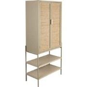 Dutchbone Yasu Kast/ Opbergkast Hoog Hout/ Metaal Beige