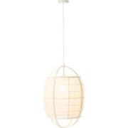 J-line - Hanglamp Ion Linnen/bamboe Wit Small - 37x37x56cm