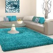 Tapijtenloods Basic Shaggy vloerkleed Turquoise Hoogpolig- 100x200 CM